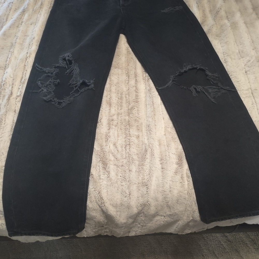 Agolde Charcoal Distressed Boyfriend Jeans